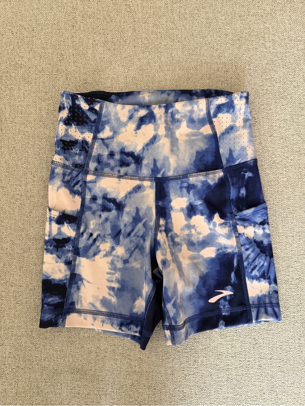 Brooks Women's Blue and Light Pink Tie-Dye Athletic Shorts